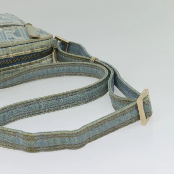 FENDI Zucca Canvas Shoulder Bag Denim Light Blue Gold Auth 140722 - Picture 8 of 16